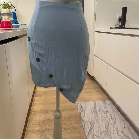 Love & Other Things Blue Two-Piece Set – Button Front Crop Top & Skirt | Size S - Picture 5 of 10